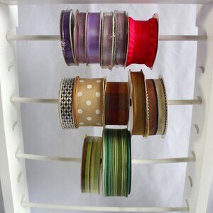 Lot Of 13 Multicolor Spools Of Ribbon 1/4” To 1.5"